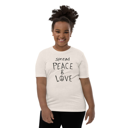 Youth Short Sleeve T-Shirt - Spread Peace & Love - Black Design