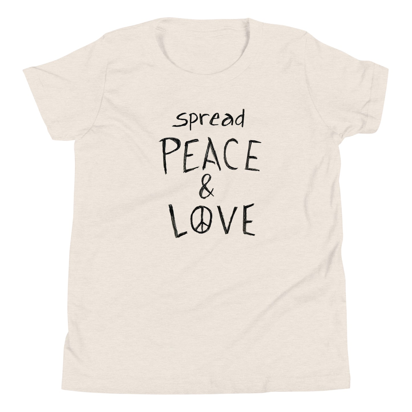 Youth Short Sleeve T-Shirt - Spread Peace & Love - Black Design