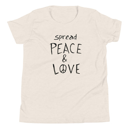 Youth Short Sleeve T-Shirt - Spread Peace & Love - Black Design