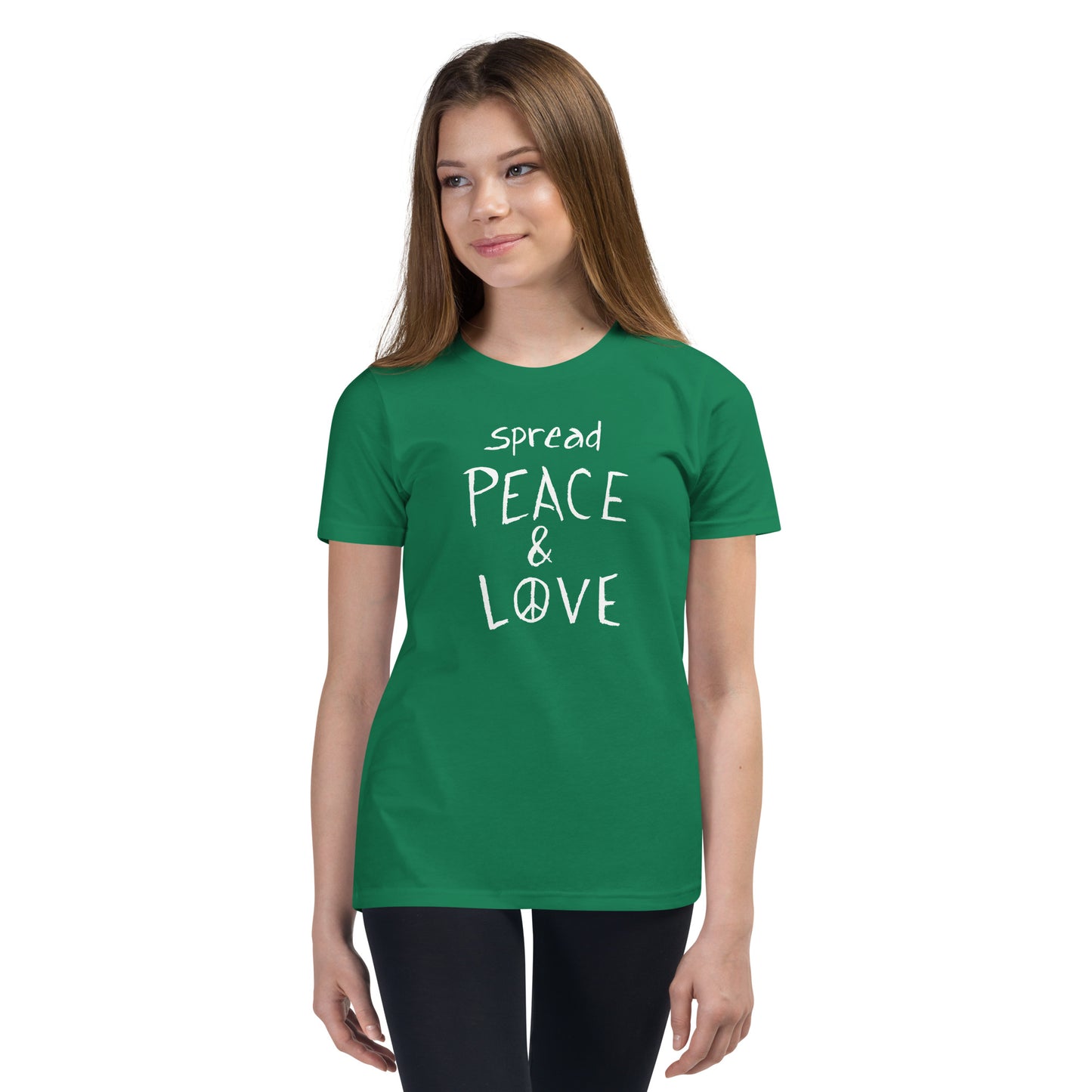 Youth Short Sleeve T-Shirt - Spread Peace & Love - White Design