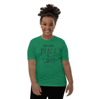 Youth Short Sleeve T-Shirt - Spread Peace & Love - Black Design