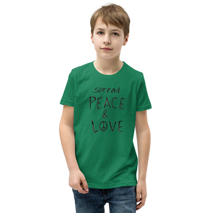 Youth Short Sleeve T-Shirt - Spread Peace & Love - Black Design