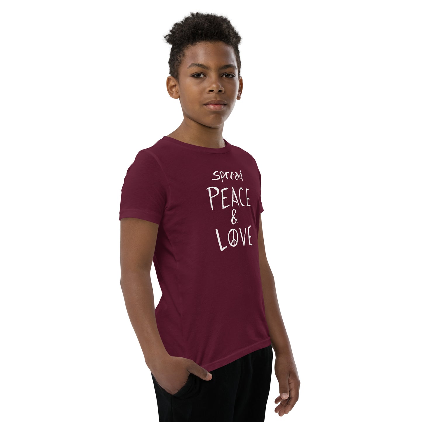 Youth Short Sleeve T-Shirt - Spread Peace & Love - White Design