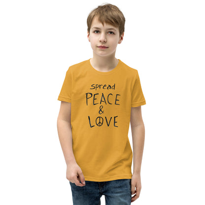 Youth Short Sleeve T-Shirt - Spread Peace & Love - Black Design