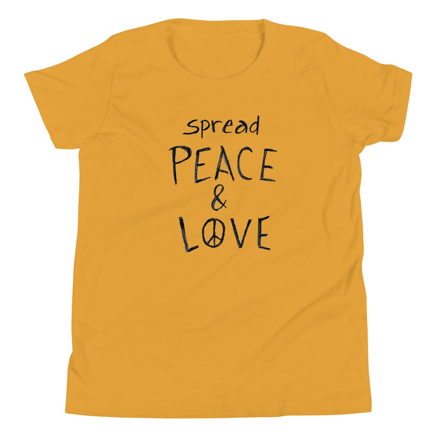 Youth Short Sleeve T-Shirt - Spread Peace & Love - Black Design