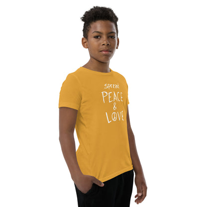 Youth Short Sleeve T-Shirt - Spread Peace & Love - White Design