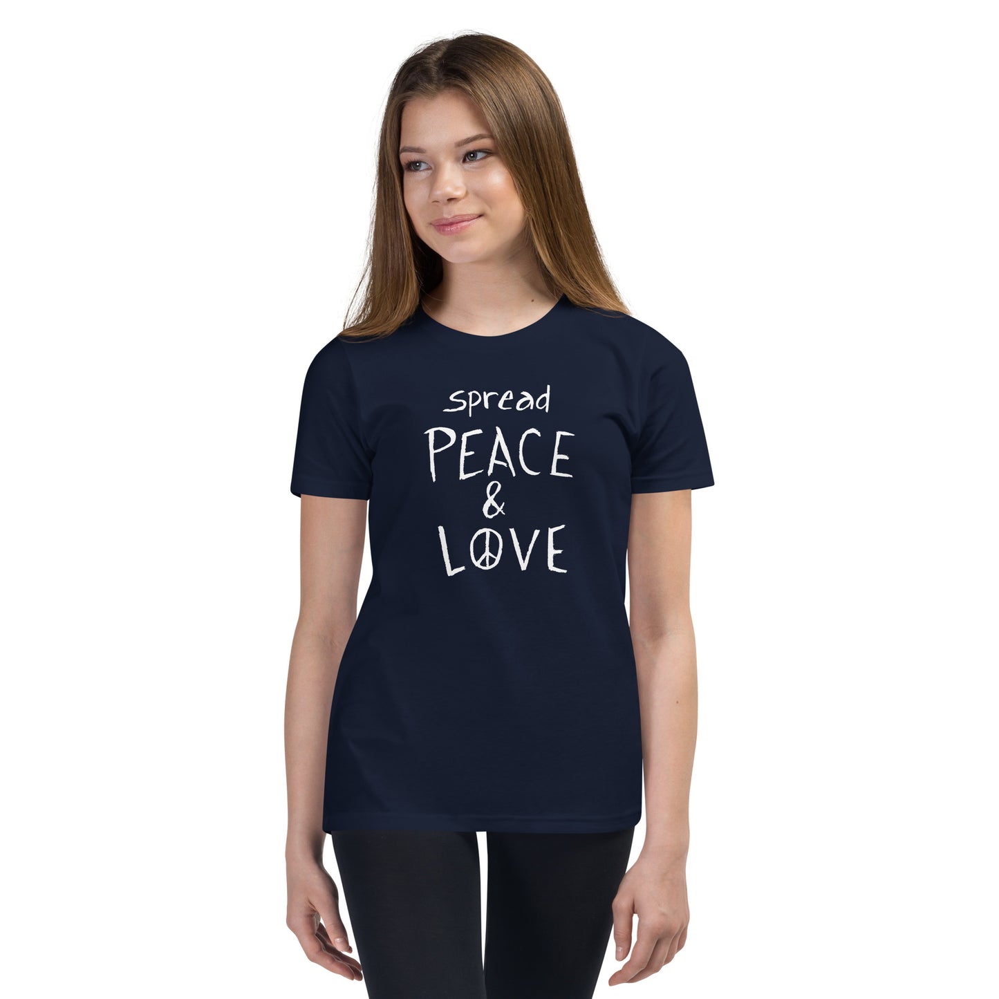 Youth Short Sleeve T-Shirt - Spread Peace & Love - White Design