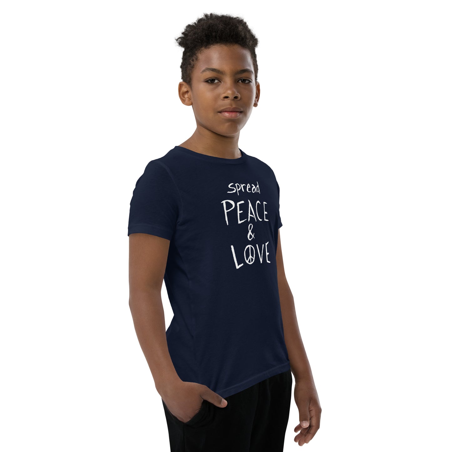 Youth Short Sleeve T-Shirt - Spread Peace & Love - White Design