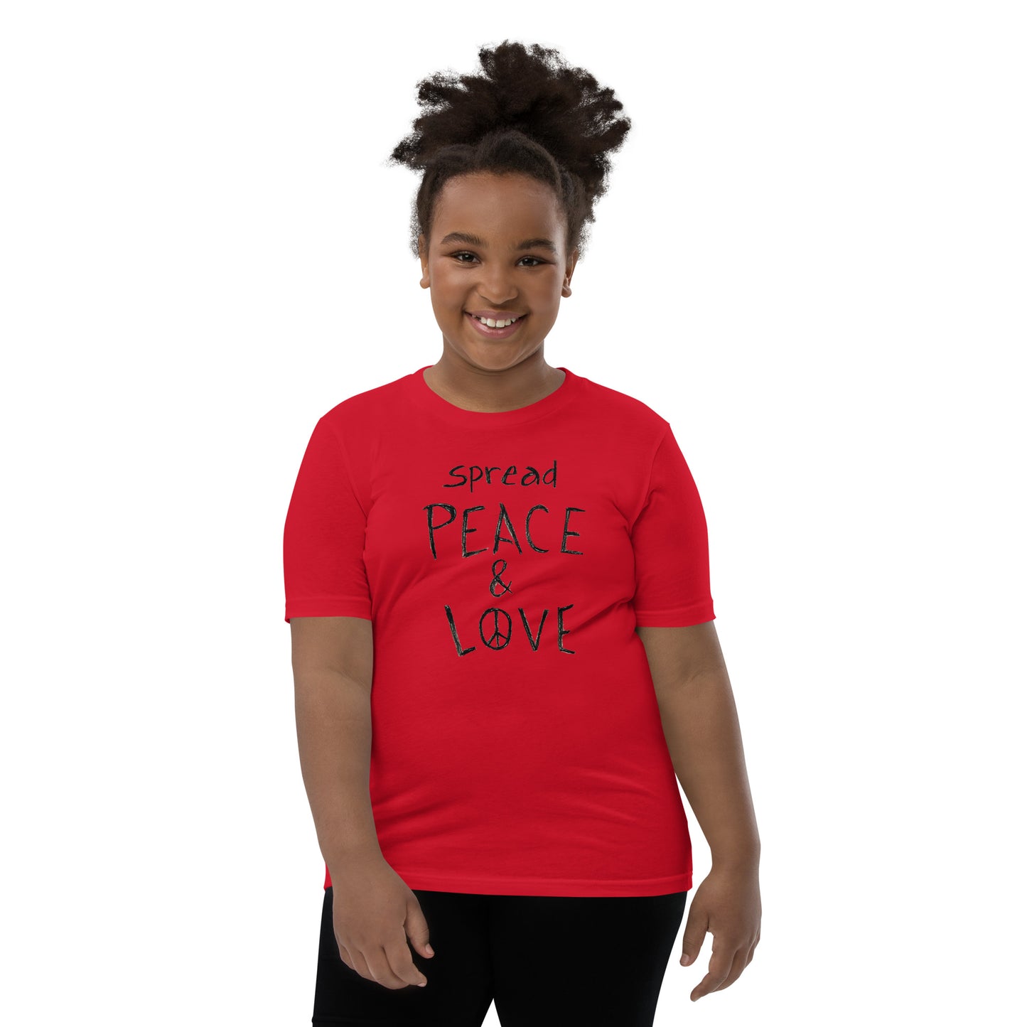 Youth Short Sleeve T-Shirt - Spread Peace & Love - Black Design