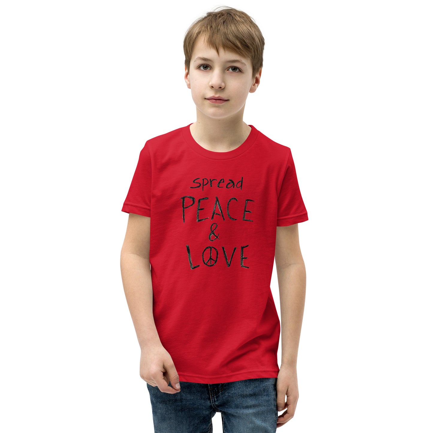 Youth Short Sleeve T-Shirt - Spread Peace & Love - Black Design