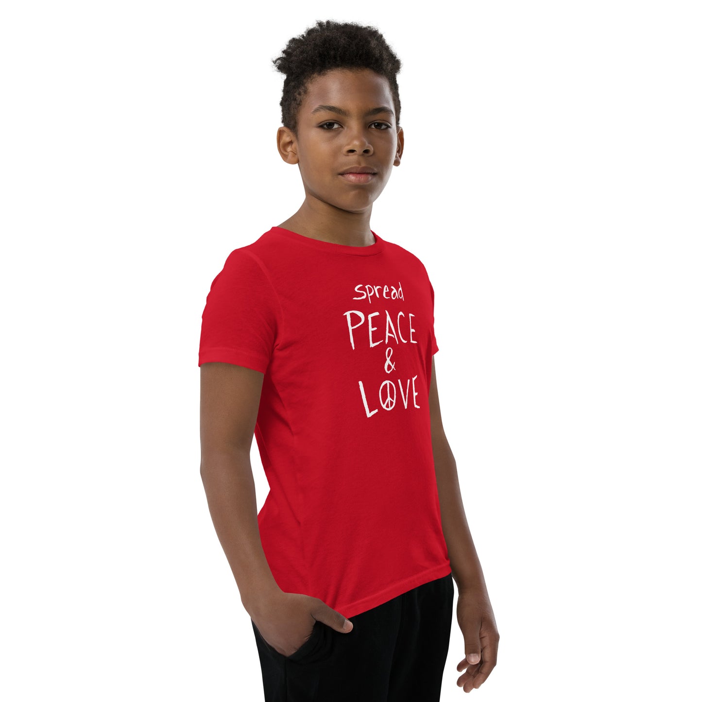 Youth Short Sleeve T-Shirt - Spread Peace & Love - White Design