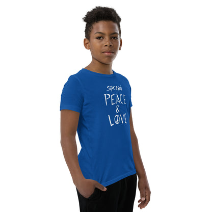 Youth Short Sleeve T-Shirt - Spread Peace & Love - White Design