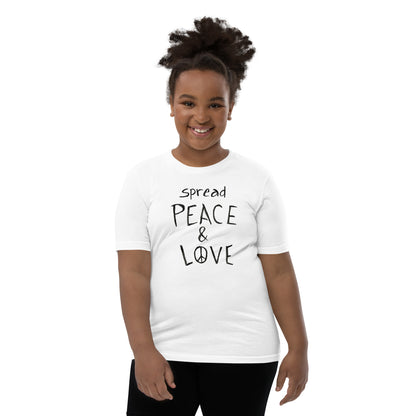 Youth Short Sleeve T-Shirt - Spread Peace & Love - Black Design