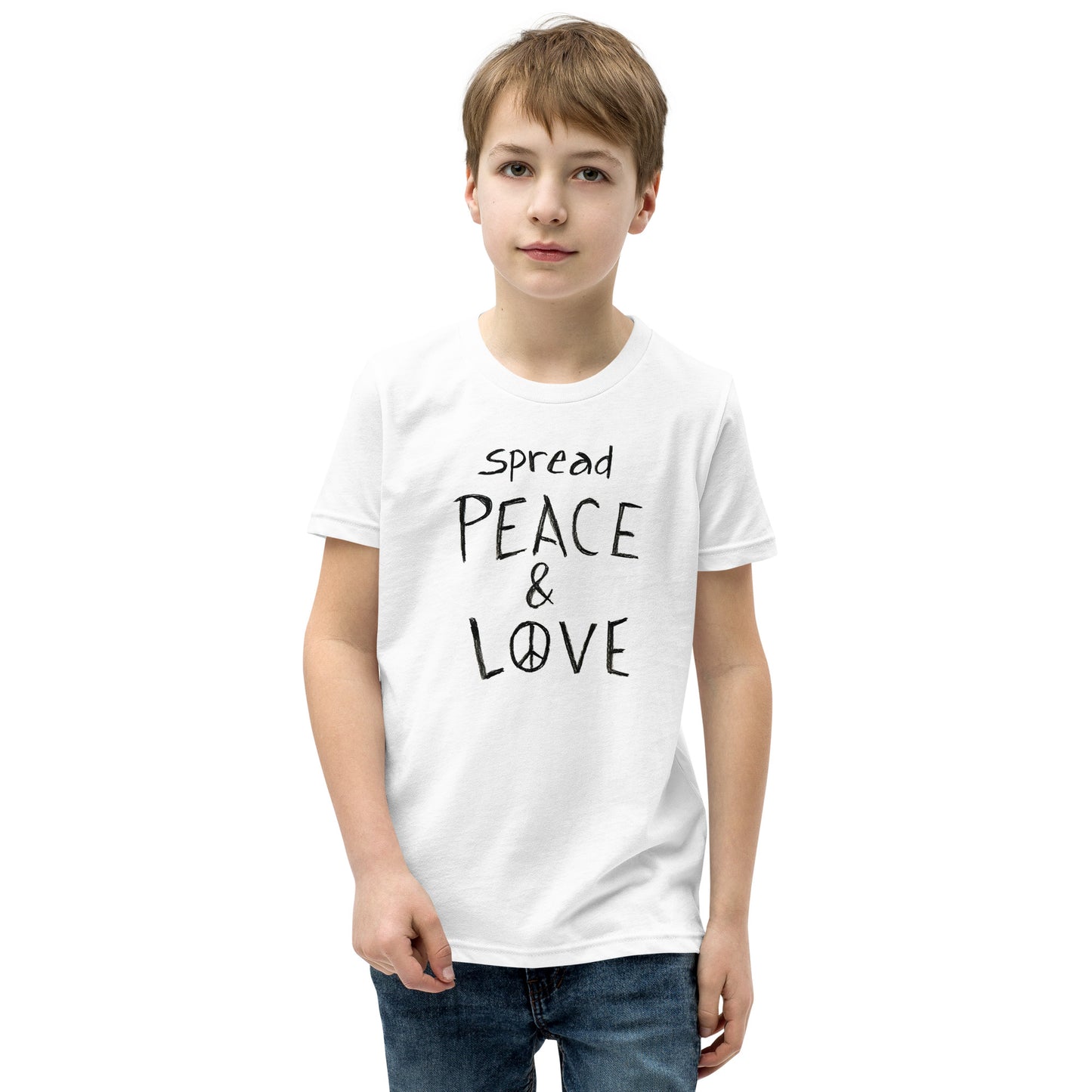 Youth Short Sleeve T-Shirt - Spread Peace & Love - Black Design