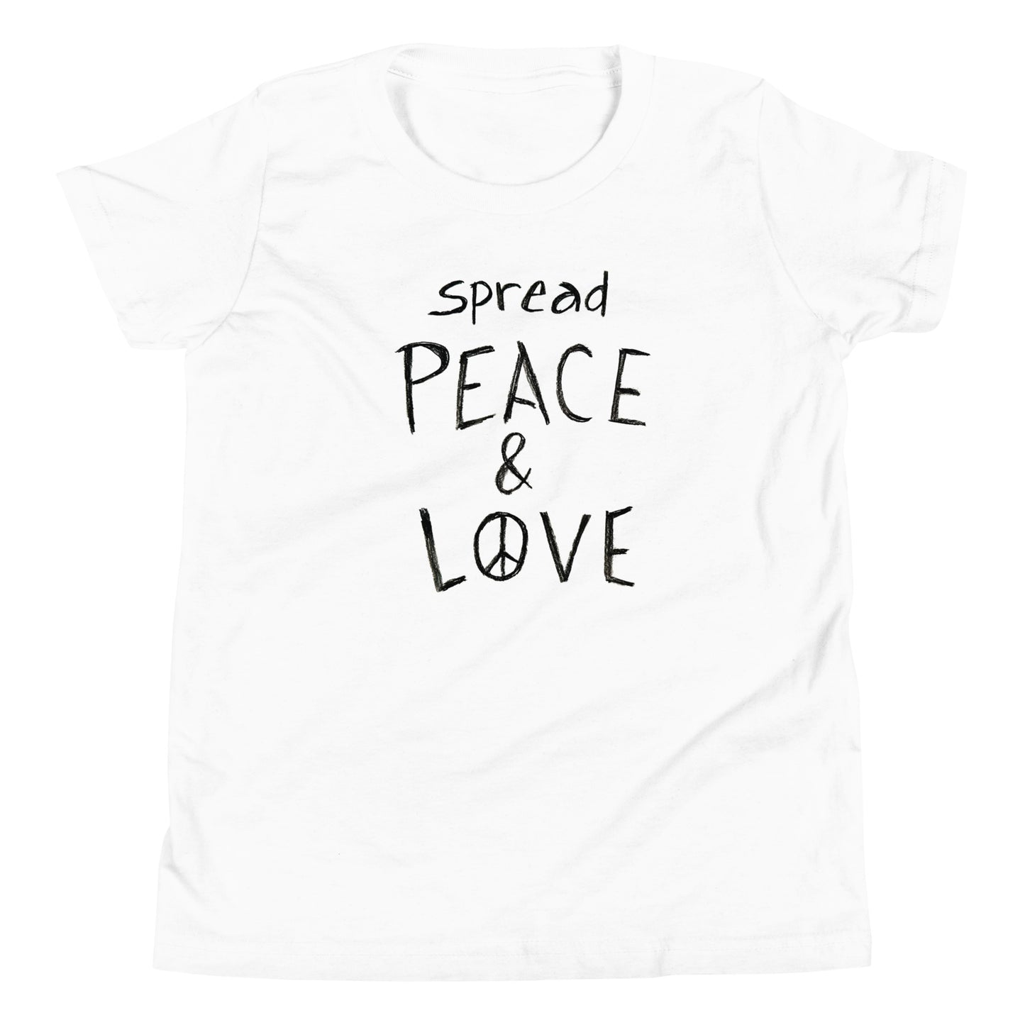 Youth Short Sleeve T-Shirt - Spread Peace & Love - Black Design