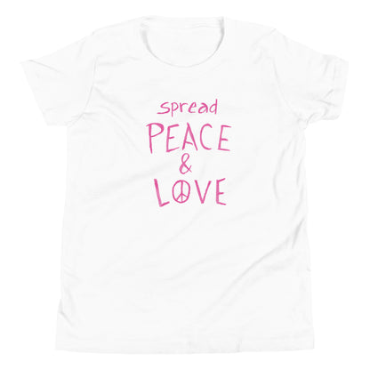 Youth Short Sleeve T-Shirt - Spread Peace & Love - Pink Design