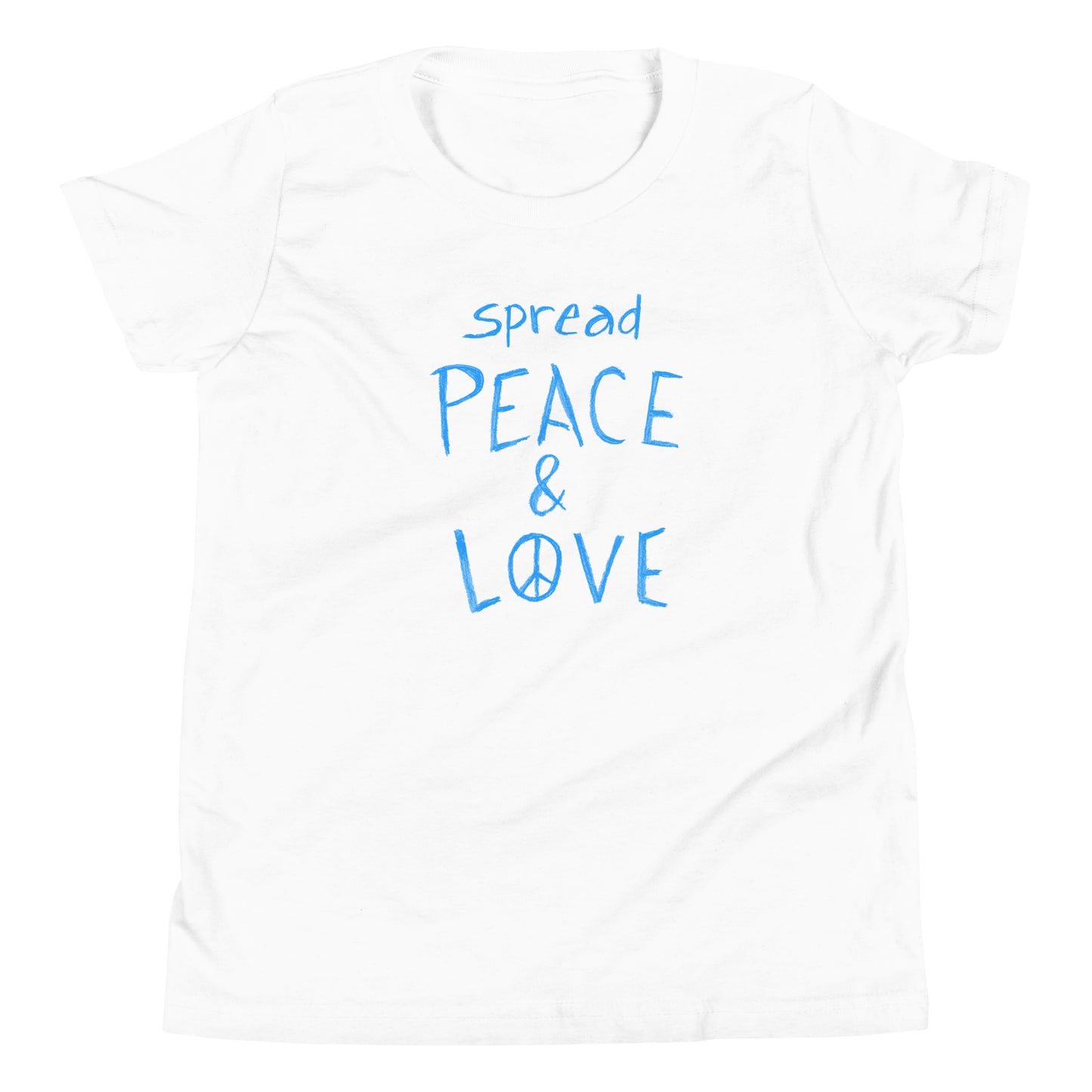 Youth Short Sleeve T-Shirt - Spread Peace & Love - Blue Design